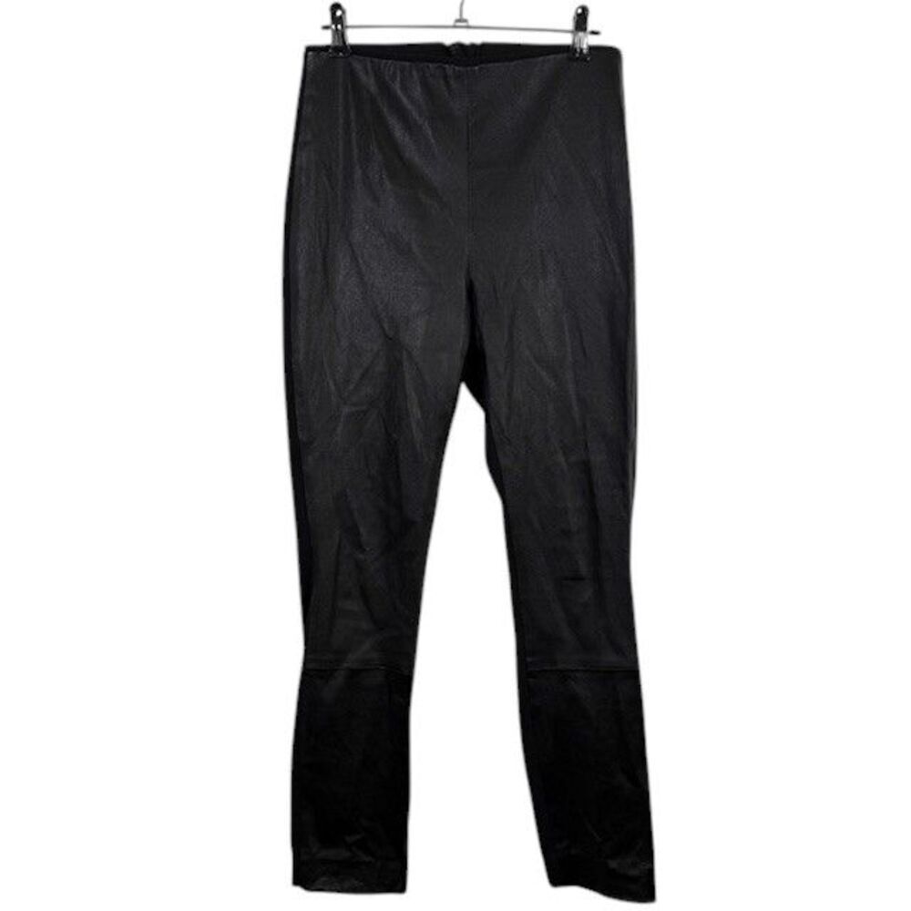 Rag & Bone Lamb Leather Front‎ / Stretch Back Moto Pants Black Back Zip Size 2